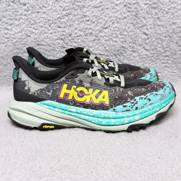 Hoka One One Speedgoat 6 Womens Size 9.5 Running Shoes Black Aloe Vera - Picture 1 of 9